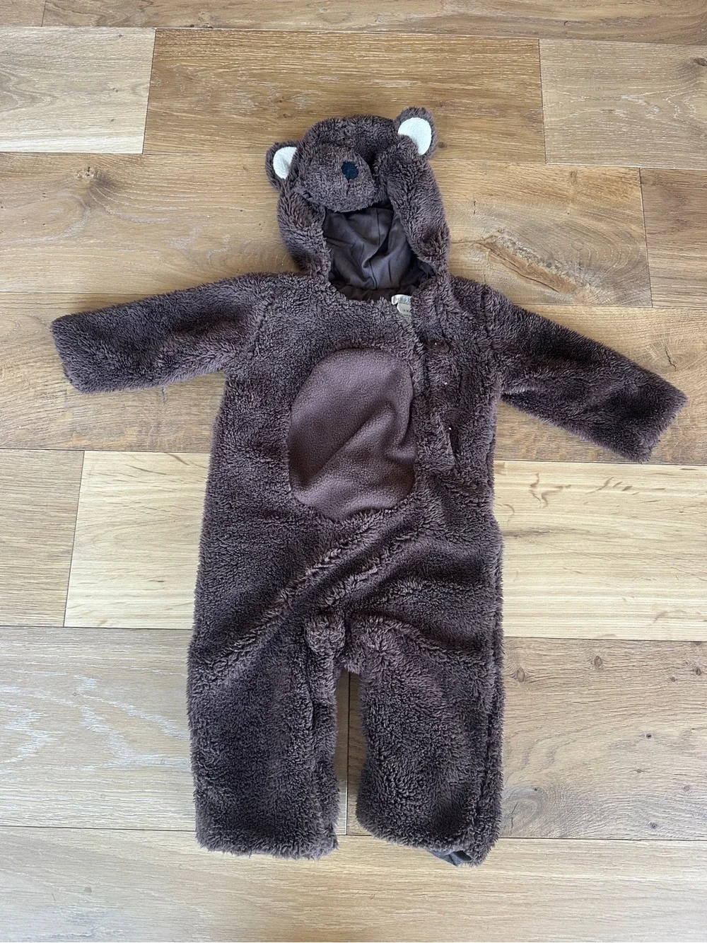 Pottery Barn Hooded Brown Fur Bear Kids One-Piece Costume baby toddler